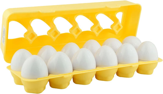 12 Vehicle Car Egg Matching Toy Play Matching Eggs Easter Toy W/Holder - Egg Toys for Toddlers STEM Egg Toys - Colors & Shapes Recognition Toys for Kids - Educational Color Sorting Toy Eggs